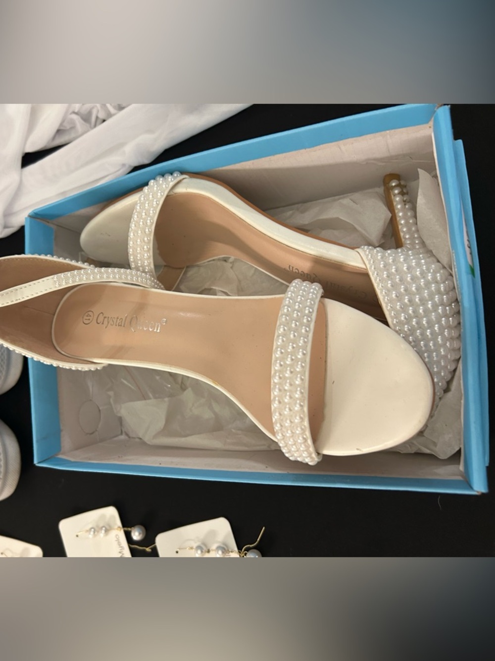 Elegant White Pearl-Embellished Heels